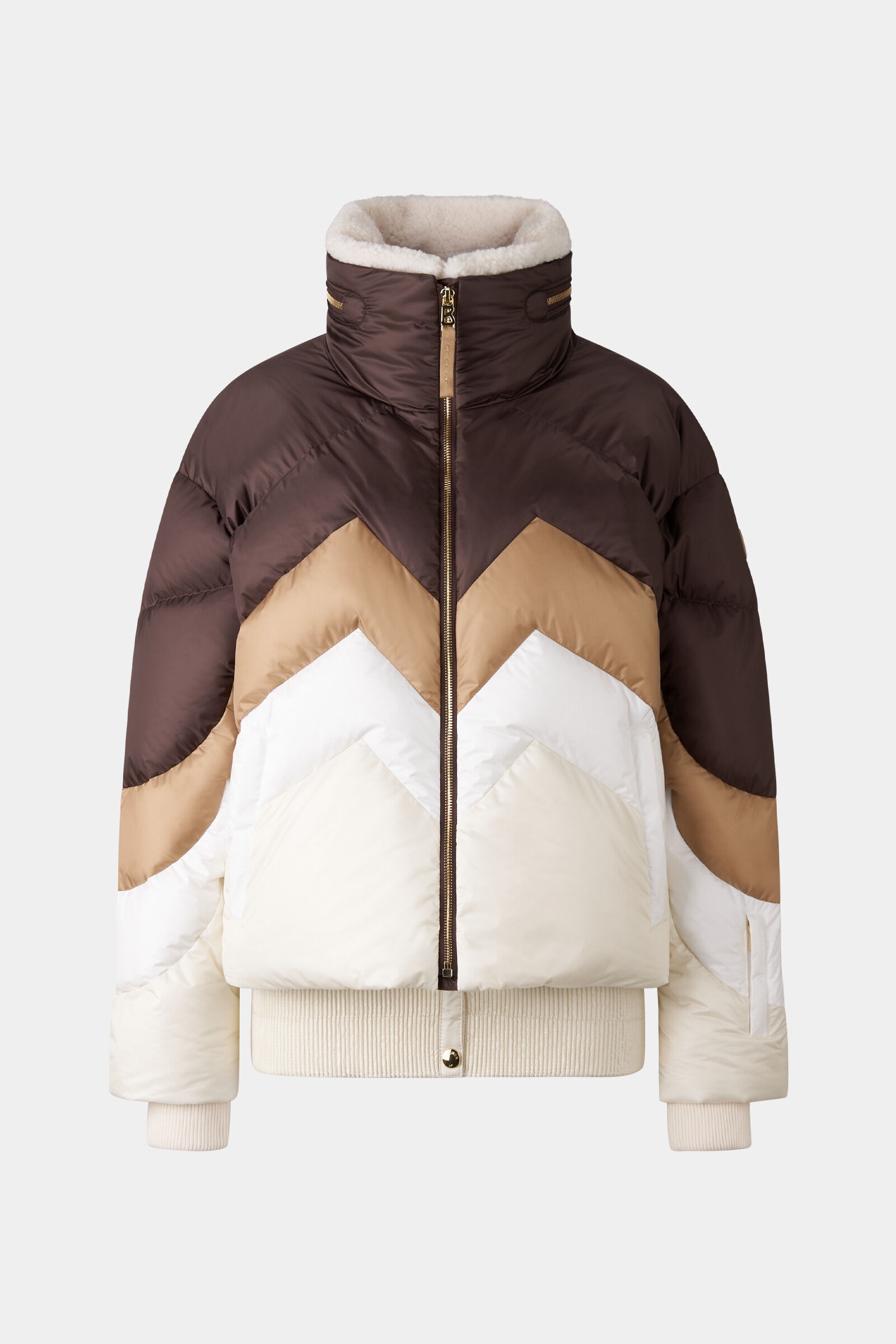 Vanja Down ski jacket in Dark brown/Off-white - 1