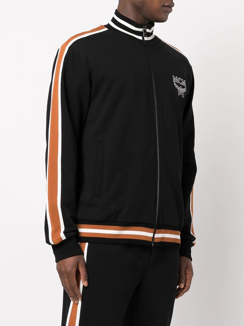 embroidered logo side stripe jacket - 3