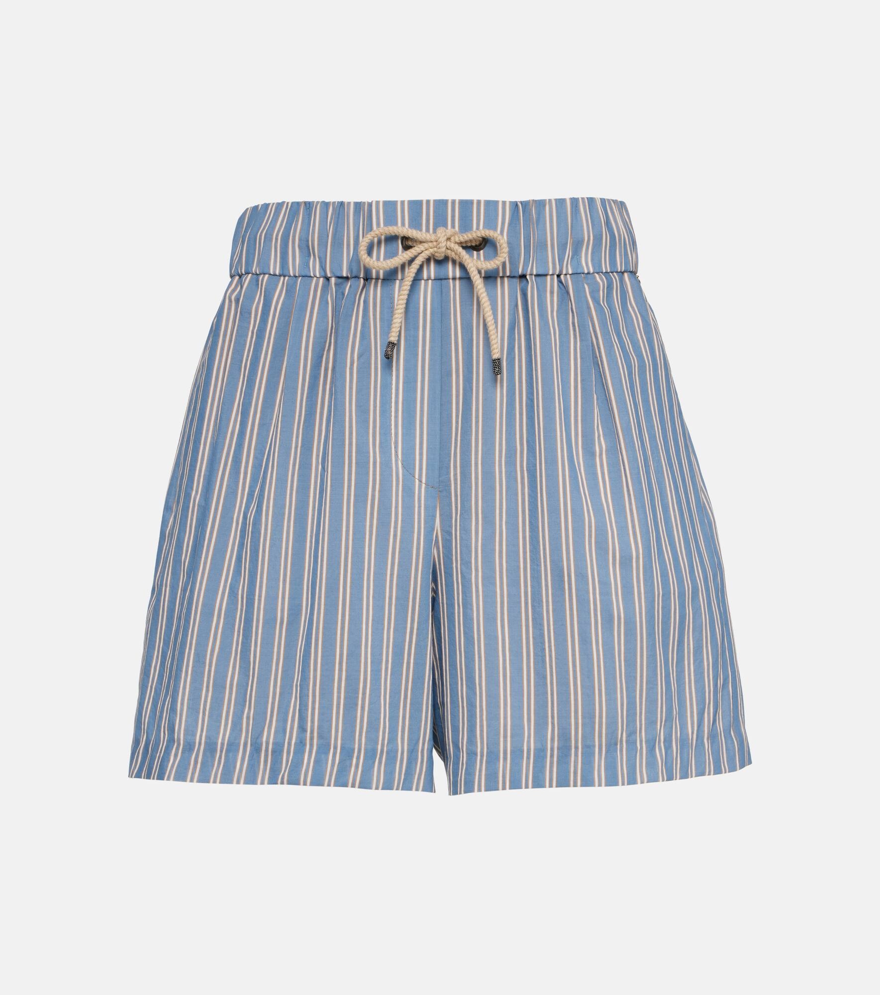 Striped cotton and silk shorts - 1
