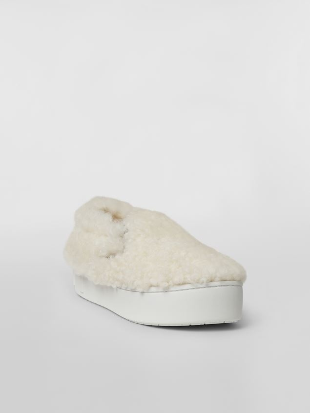 WHITE SHEARLING SLIP-ON SNEAKER WITH MAXI MARNI LOGO - 2