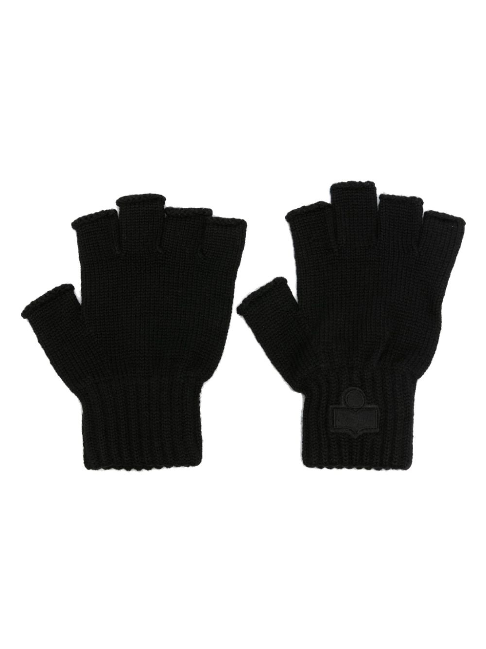 Blaise logo-patch fingerless gloves - 1