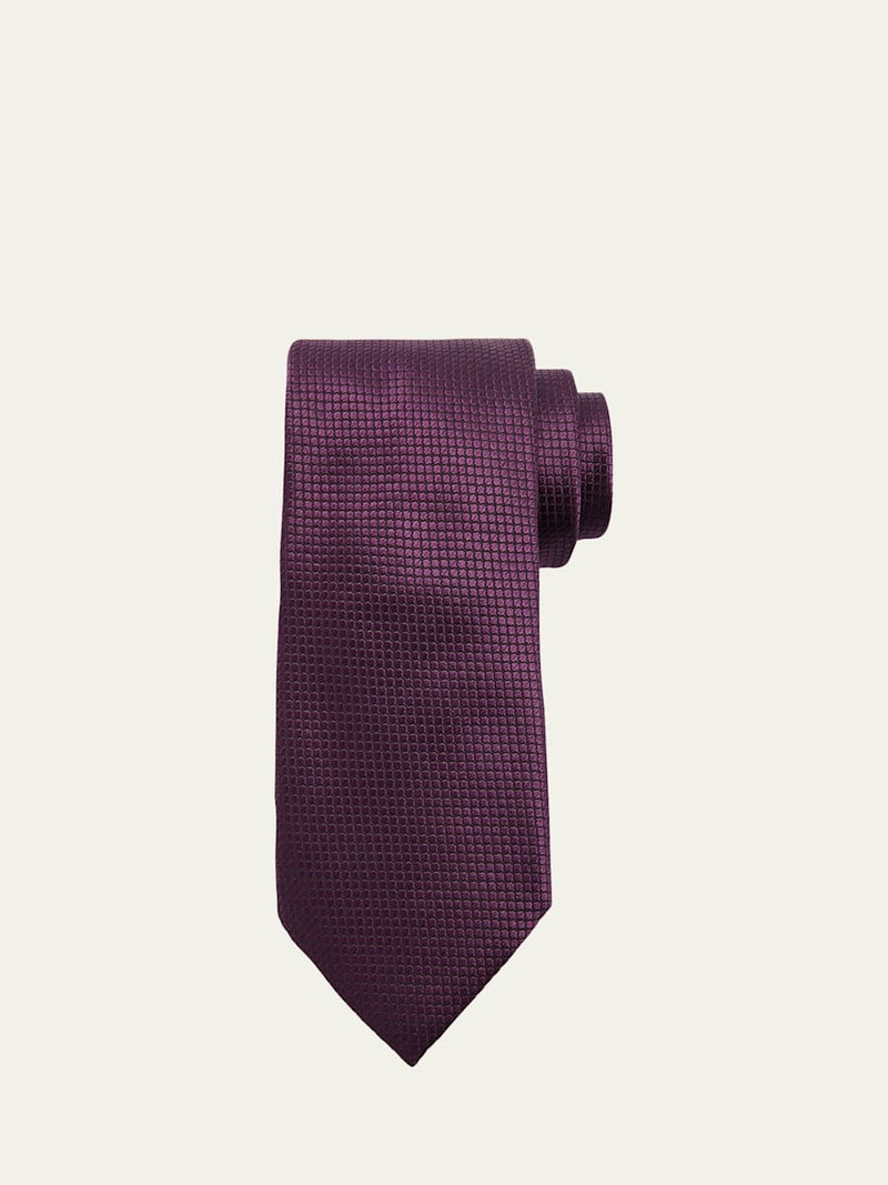 Men's Micro-Geometric Jacquard Silk Tie 1