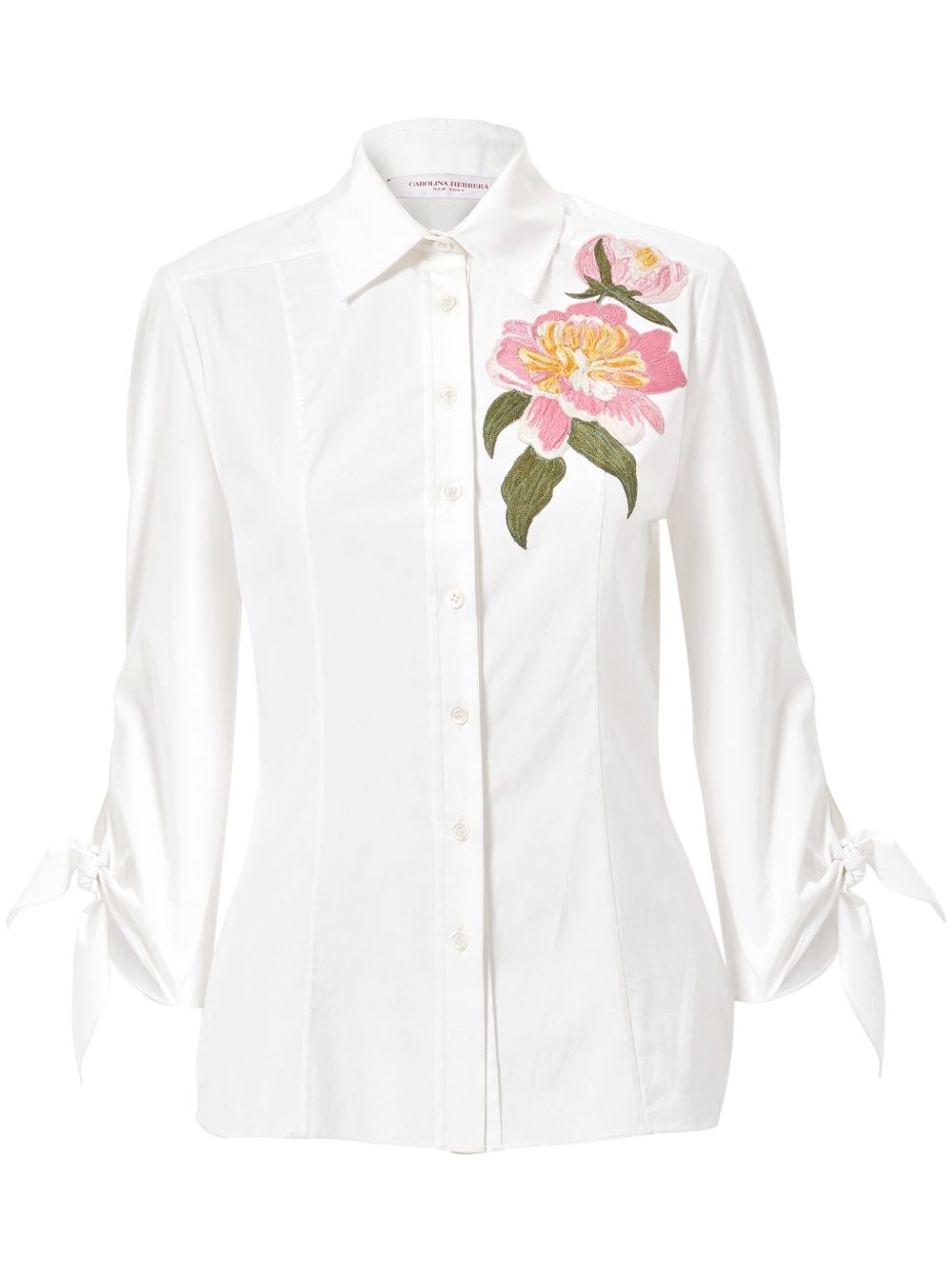 floral-embroidered shirt - 1