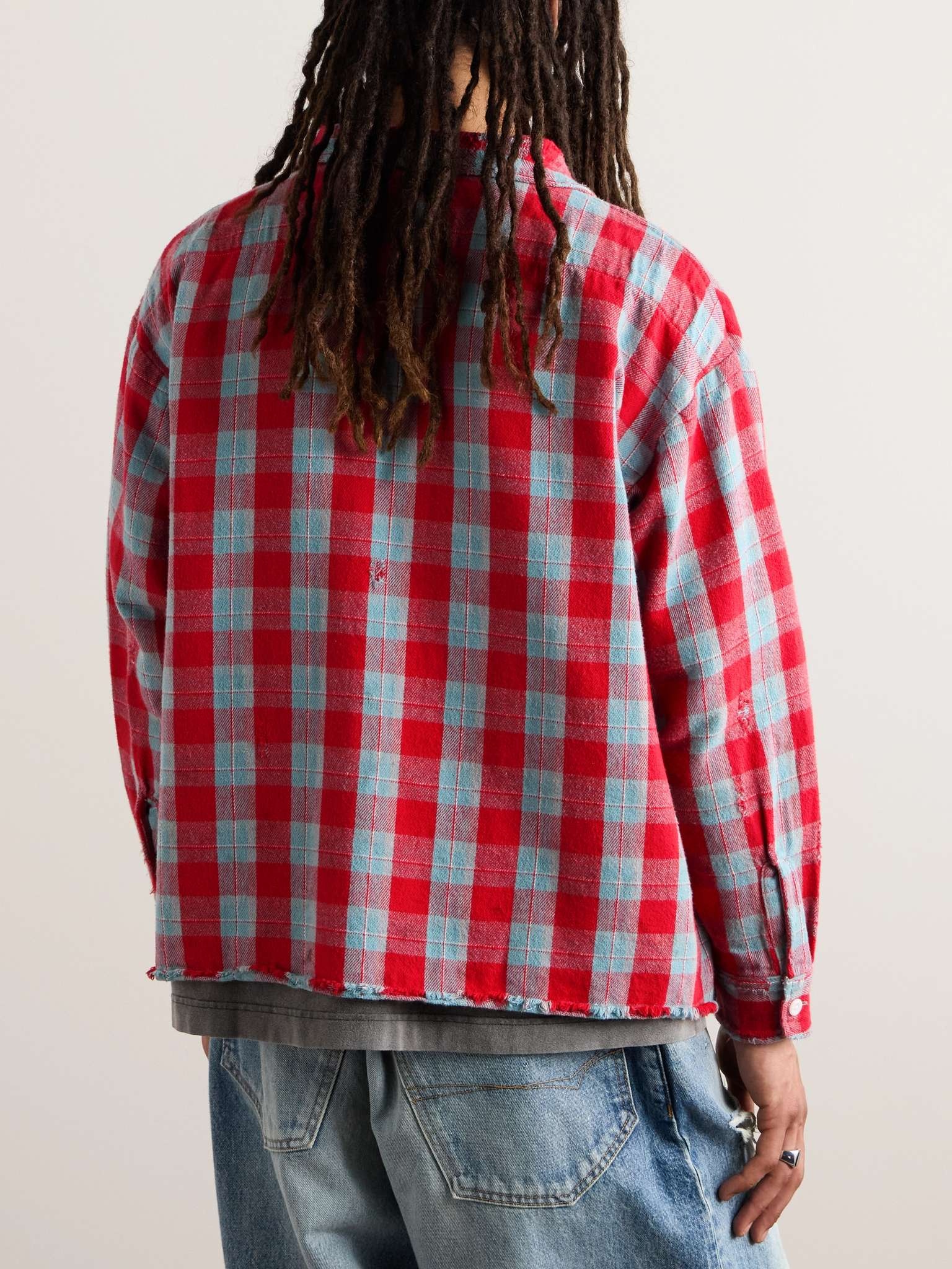 Distressed Checked Cotton-Flannel Shirt - 3