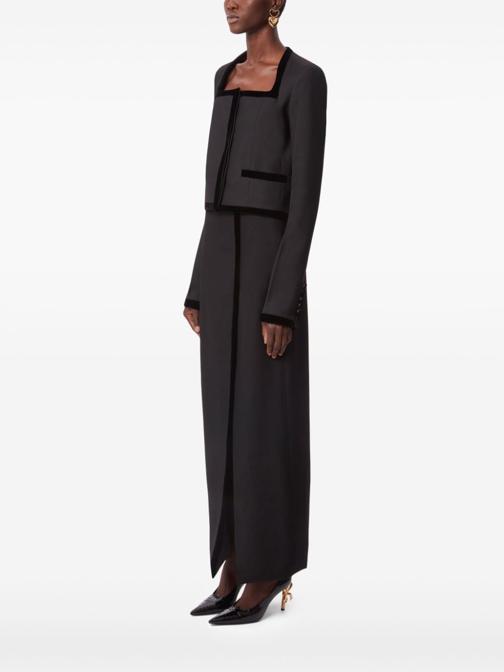 Long Slit Wool Skirt - 3