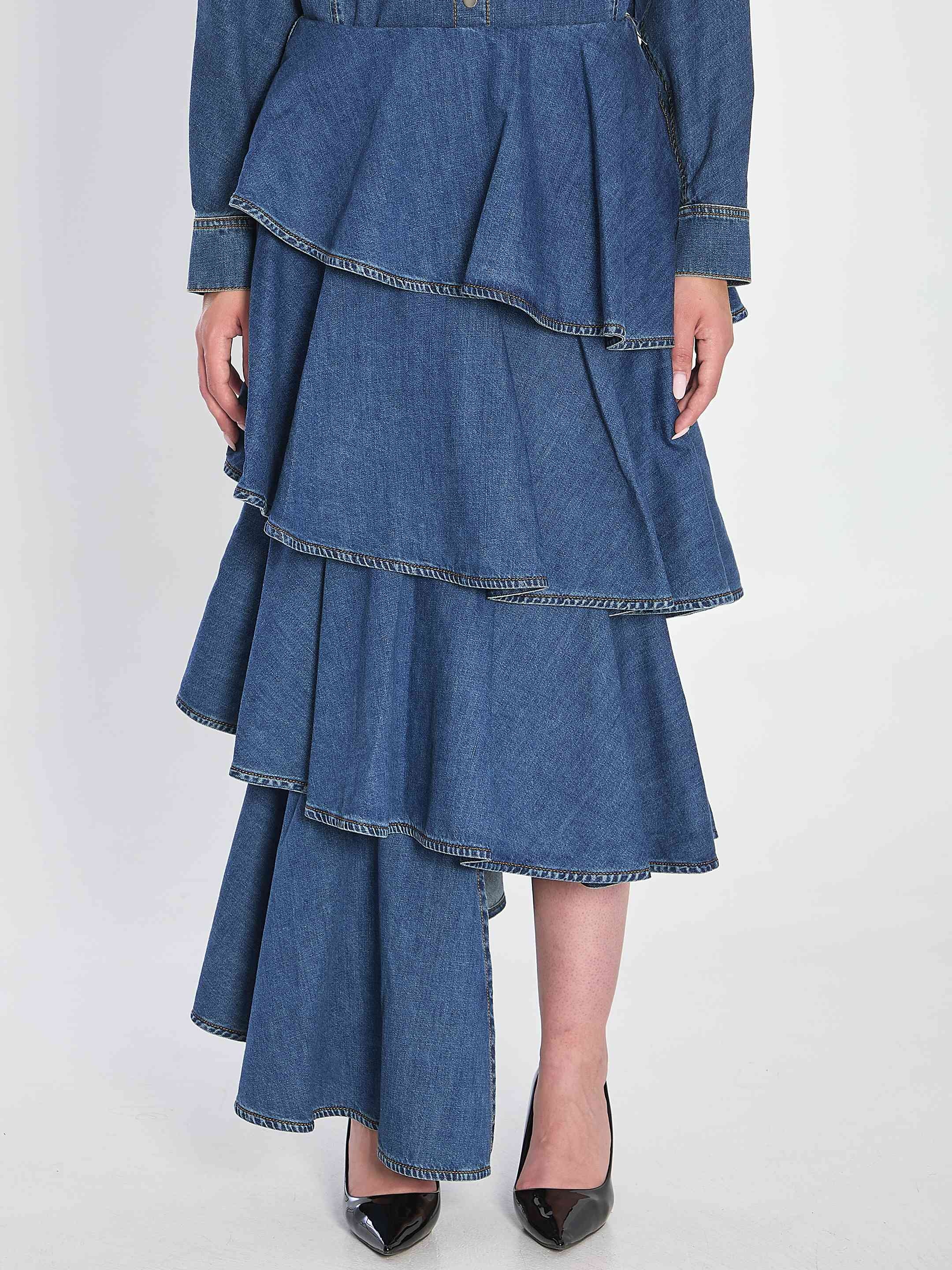 Alaia Women Spiral Skirt In Denim - 1
