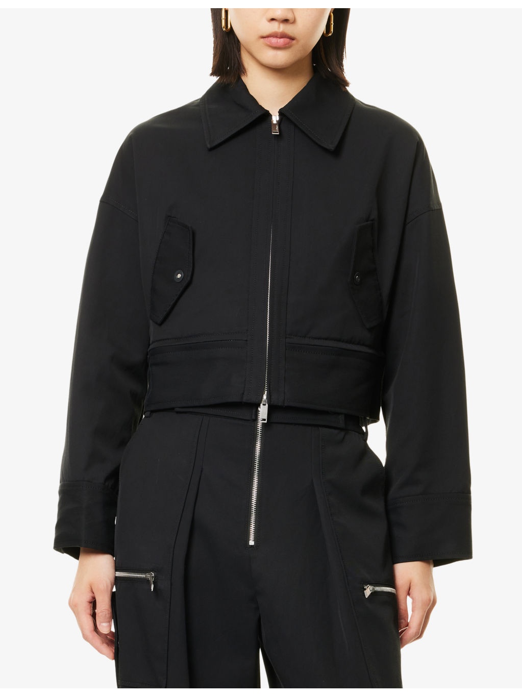 Double-Zip Utility Cropped Cotton Jacket - 3