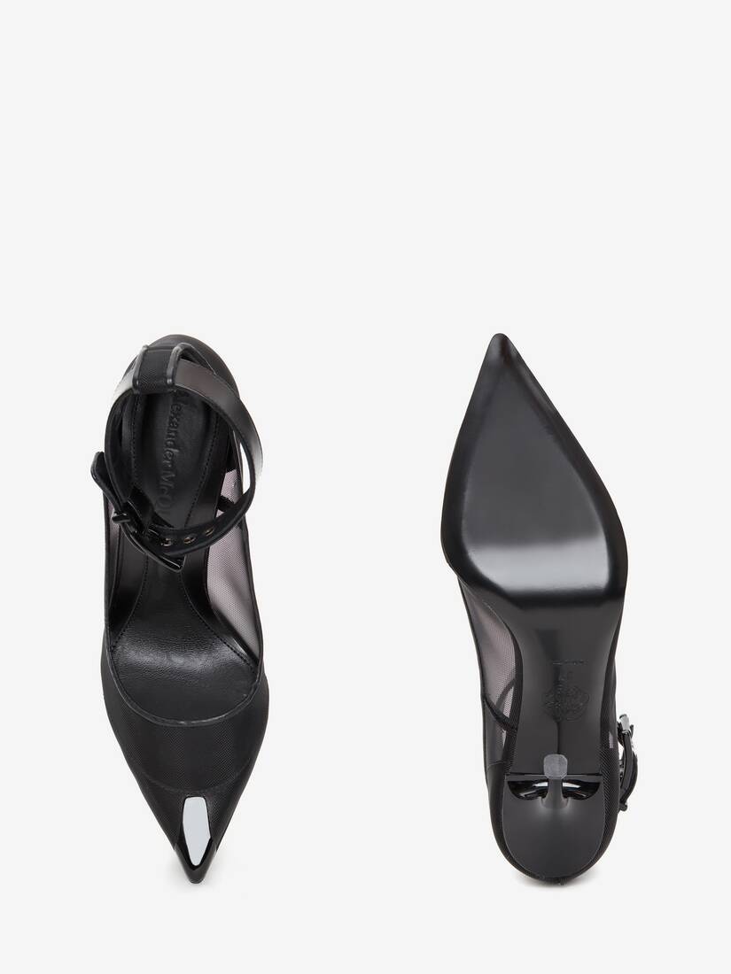 Women's Punk Ankle Strap Pump in Black - 4