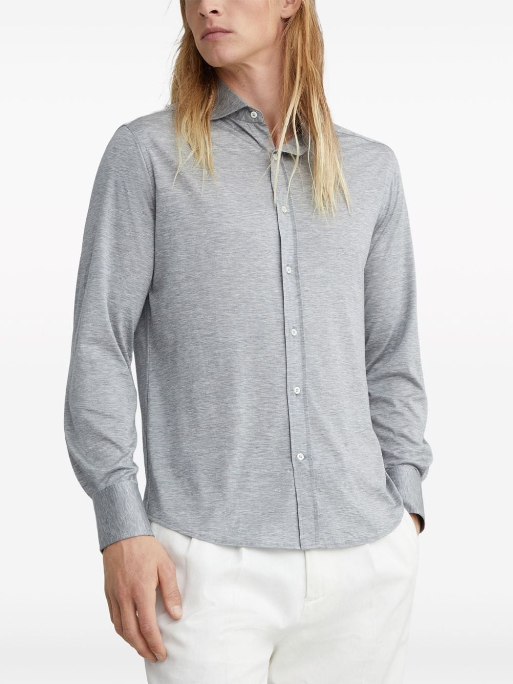 silk-cotton button-up shirt - 3