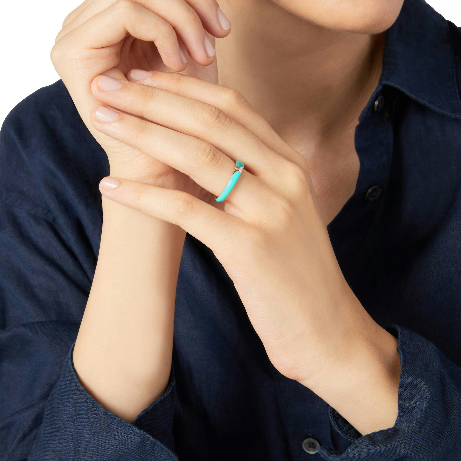 GOLD PLATED SILVER & ENAMEL RONDELLE RING - 2