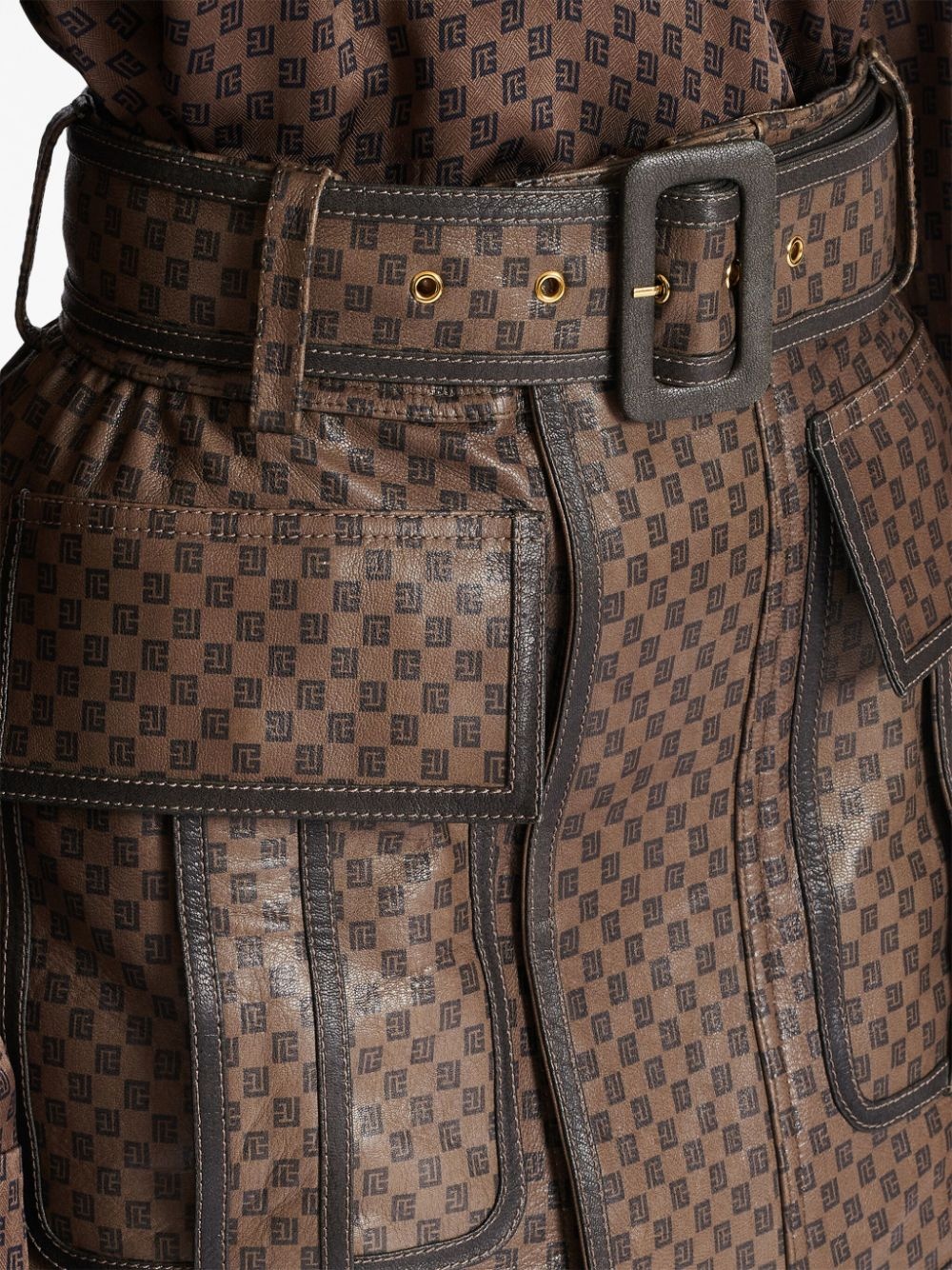 monogram-print leather miniskirt - 7