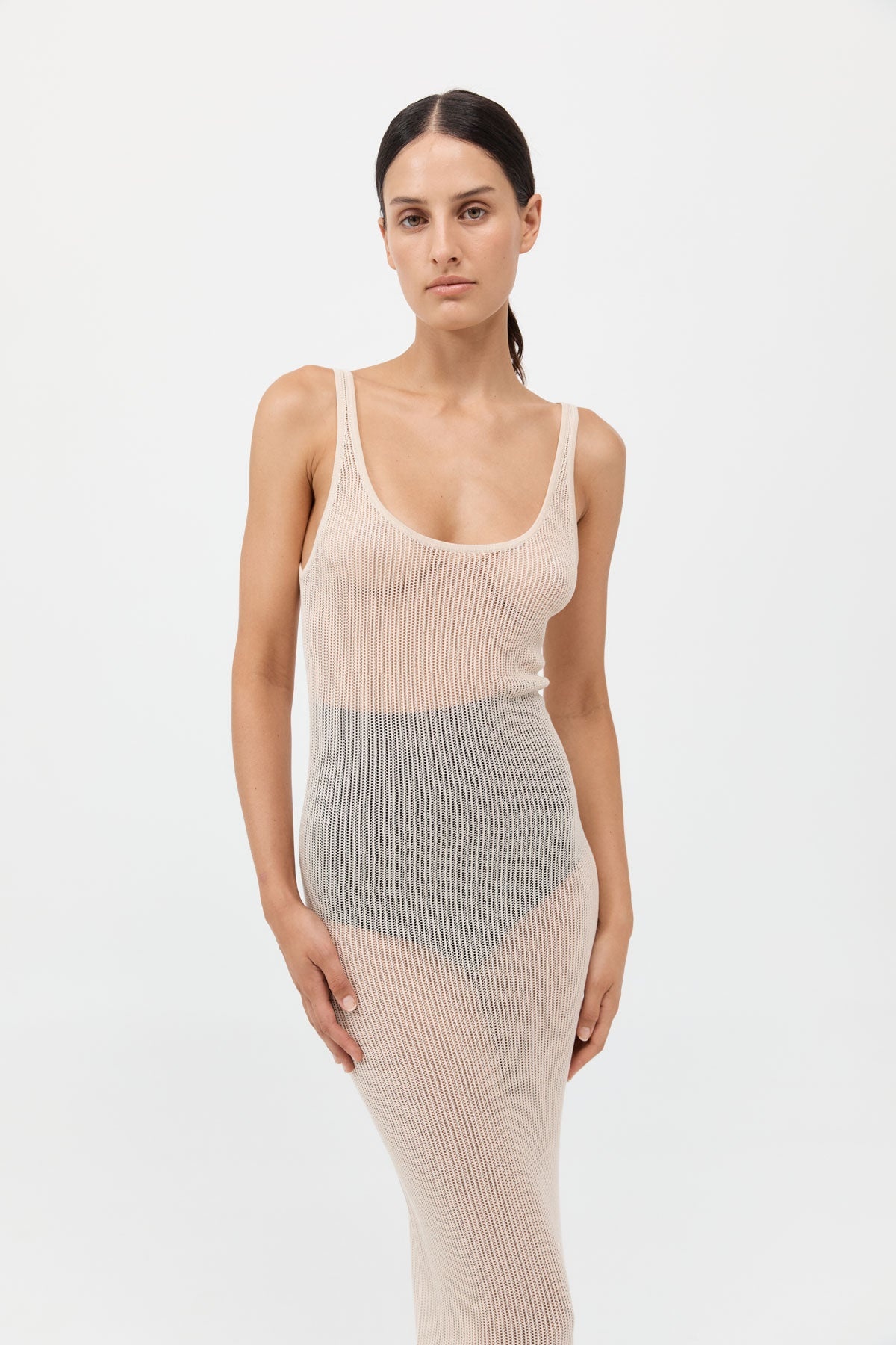 Fine Crochet Tank Dress - Sand - 5