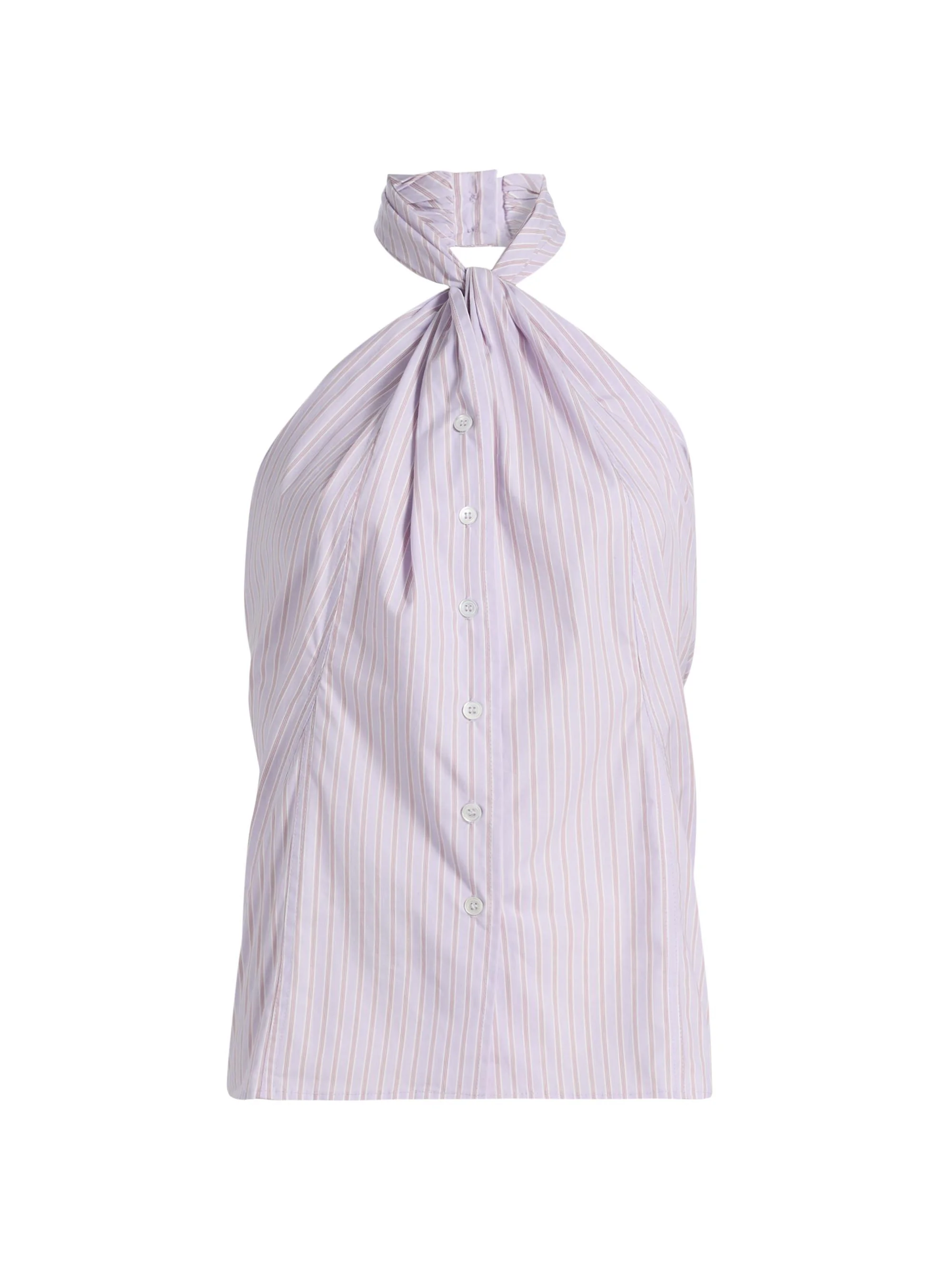 Women's Micala Pinstriped Cotton Open-Back Top - Hydrangea - 1