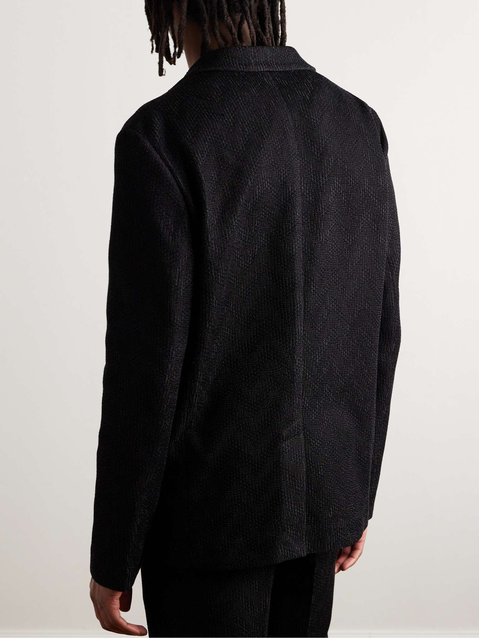 Silm-Fit Chevron-Jacquard Cotton Suit Jacket - 4