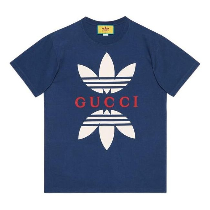 Gucci x adidas Cotton Jersey T-Shirt 'Cobalt Blue' 548334-XJEMJ-4622 - 1