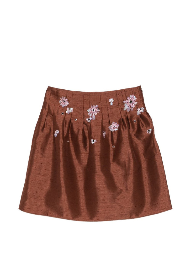 floral-embellished pleated skirt 1