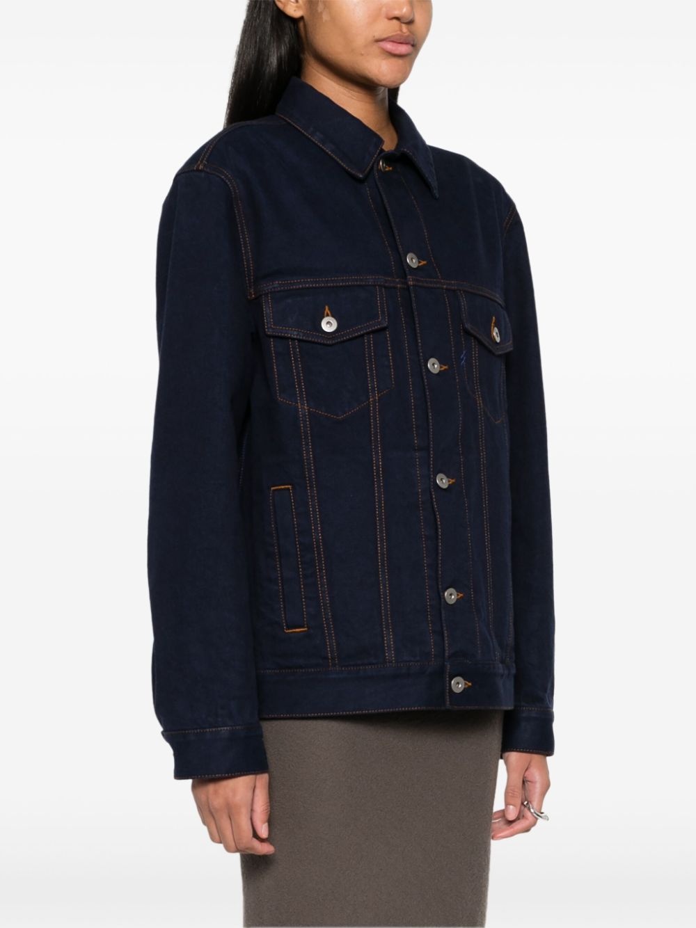 logo-patch denim jacket - 3