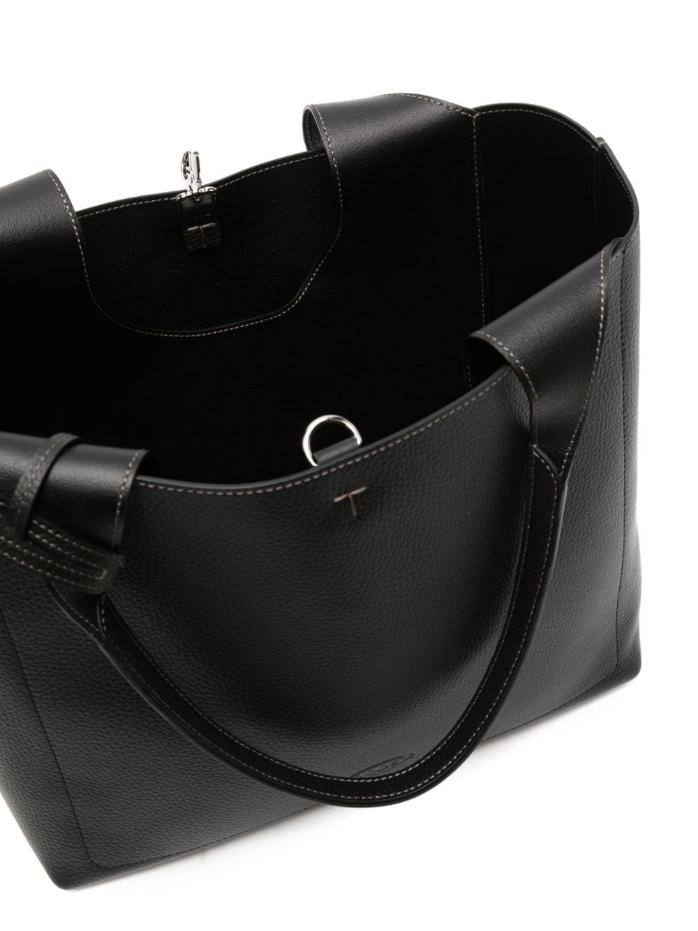 logo-charm leather tote bag - 5