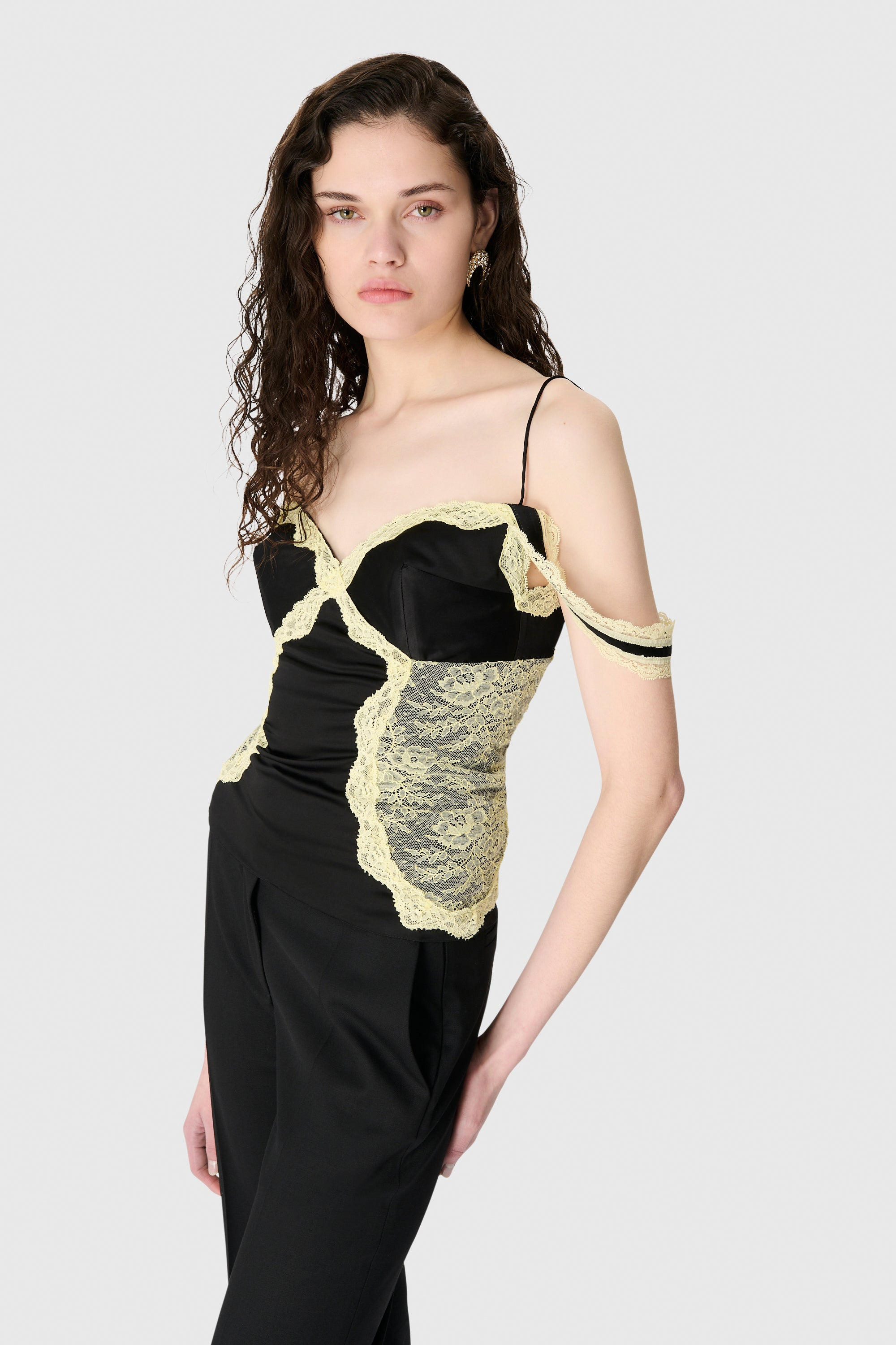 Satin & Lace Strap Top - 3