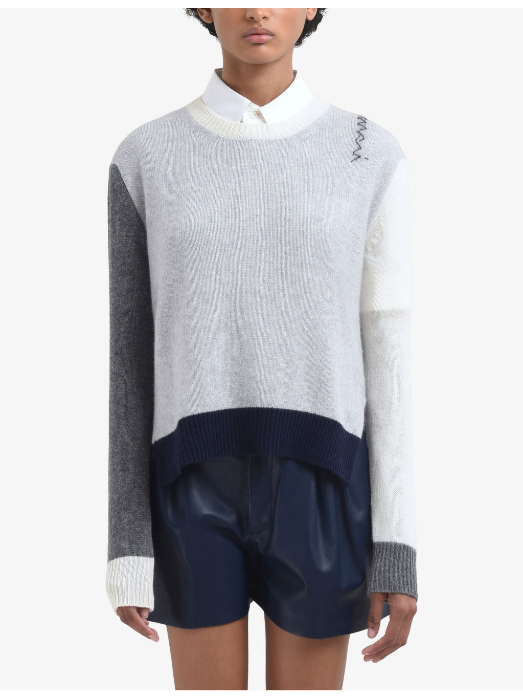 Logo-embroidered colour-block cashmere jumper - 3
