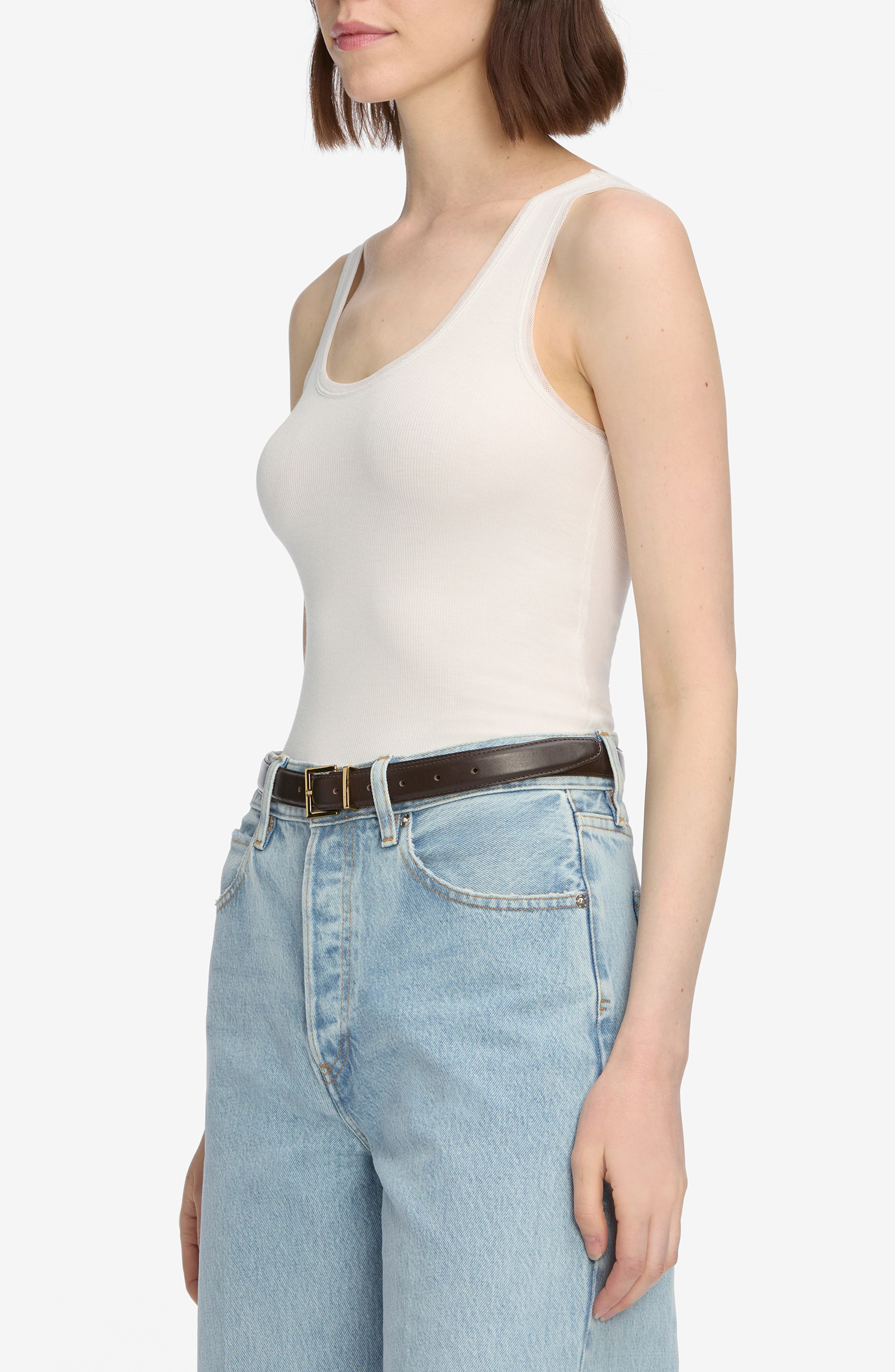 FRAME The Mesh Trim Tank in White at Nordstrom - 3