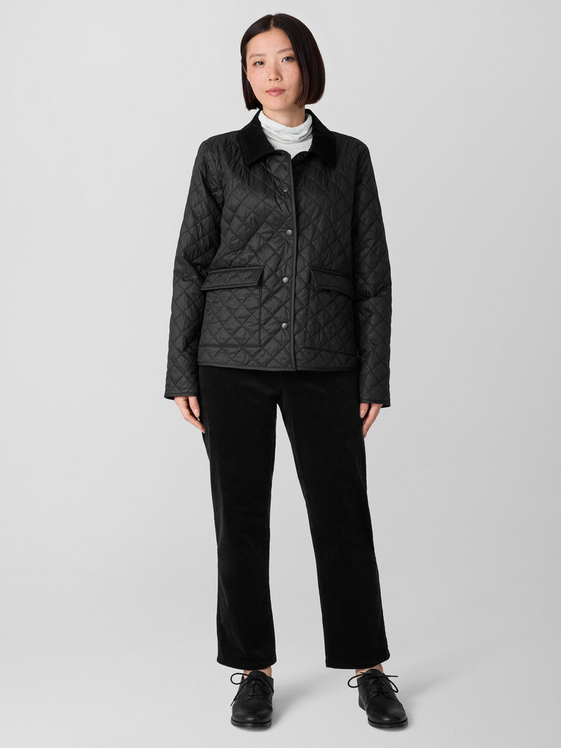 Eggshell Recycled Nylon Quilted Classic Collar Jacket 7