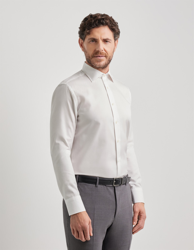 Canali REGULAR-FIT SHIRT IN WHITE COTTON outlook
