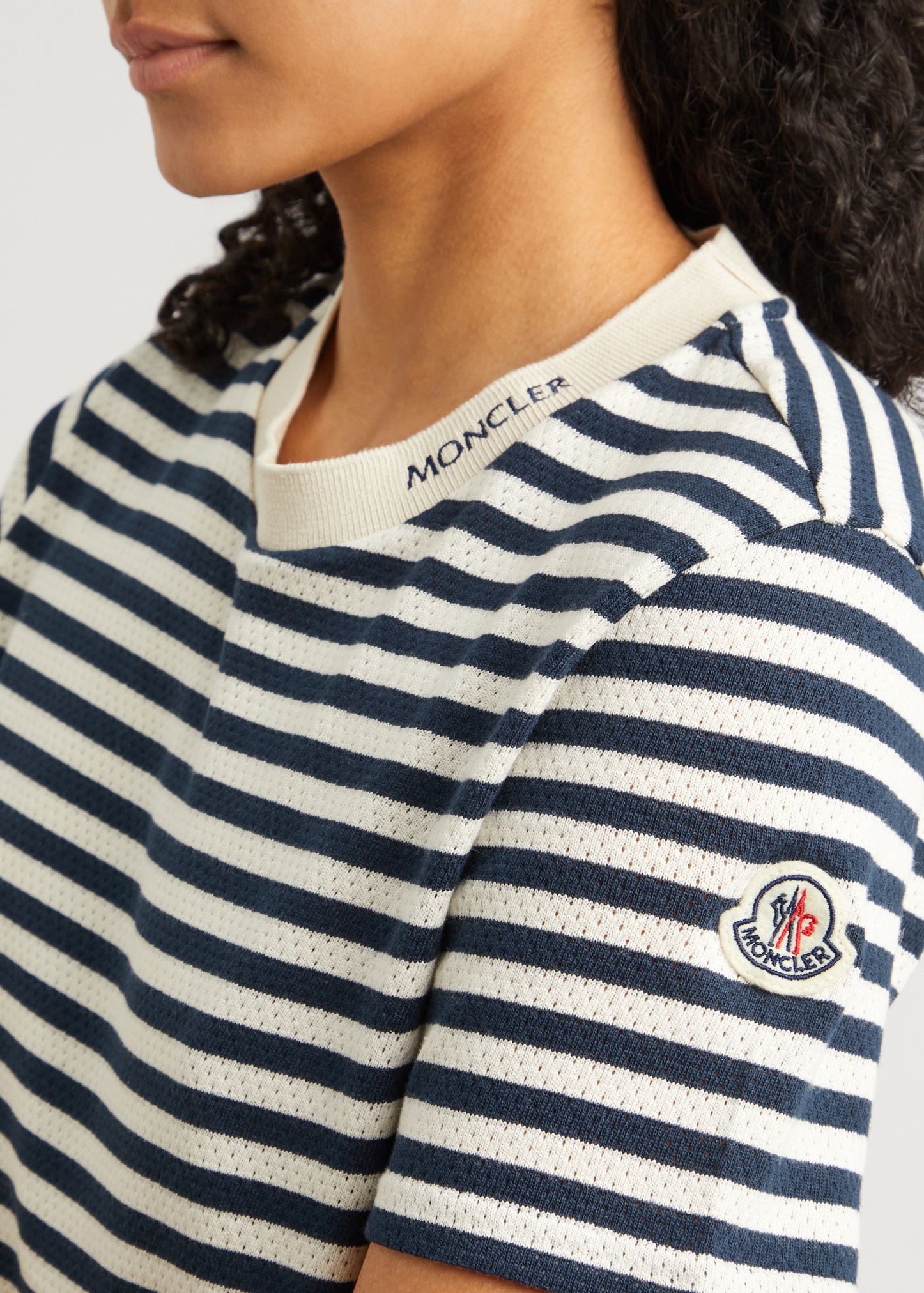 Striped pointelle-knit cotton T-shirt - 5