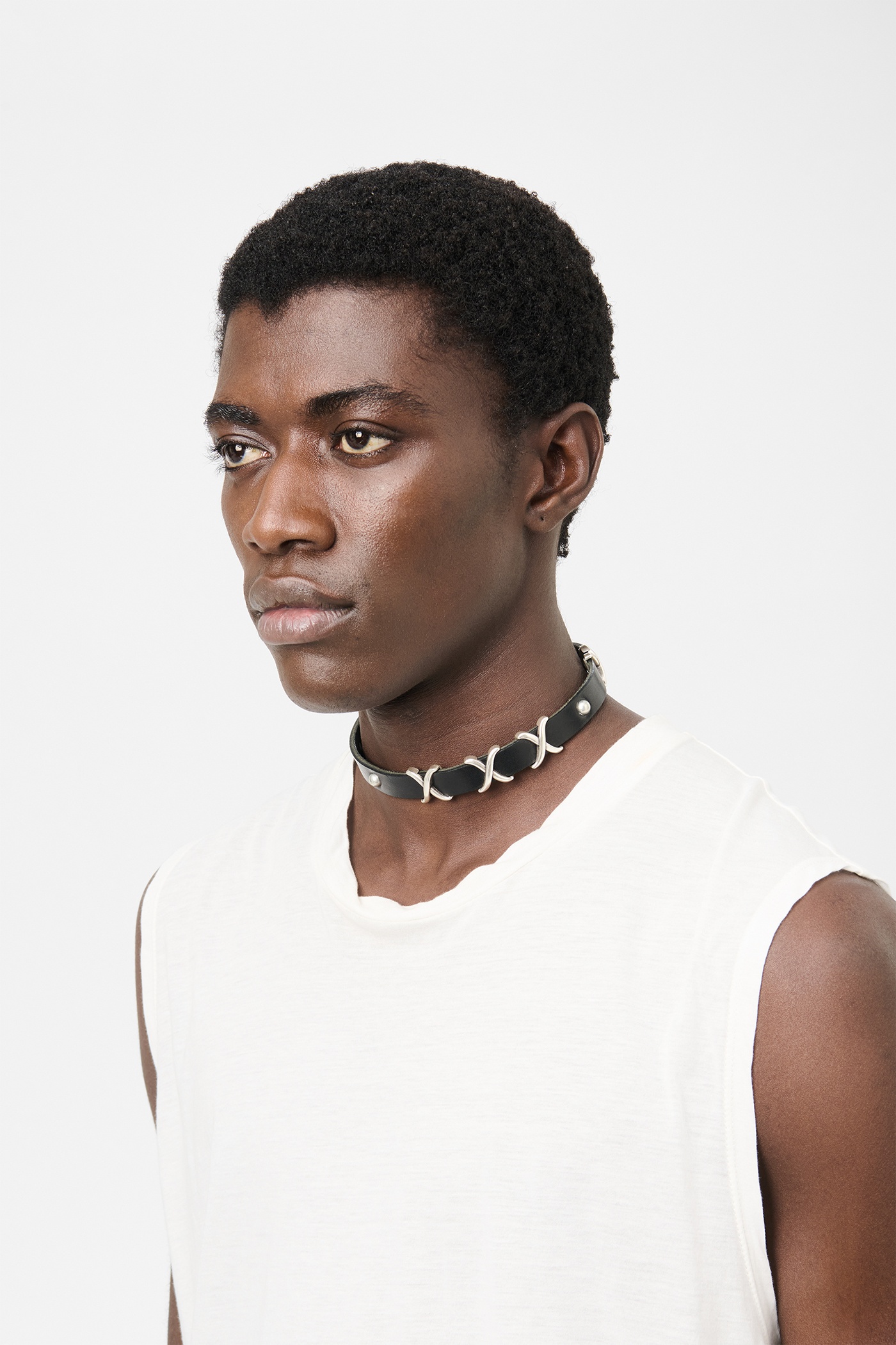 2 cm Choker Trio Cross Black Leather - 4