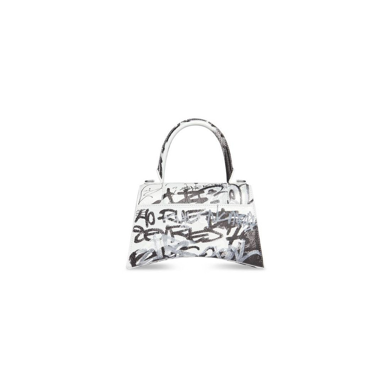 Women's Hourglass Small Handbag Graffiti in Optic White 4