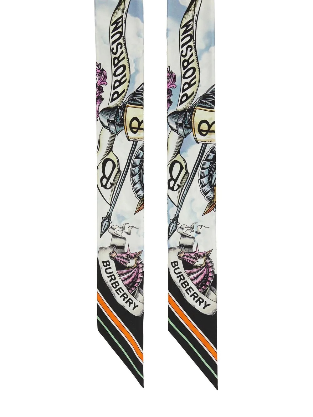 graphic-print skinny silk scarf - 3