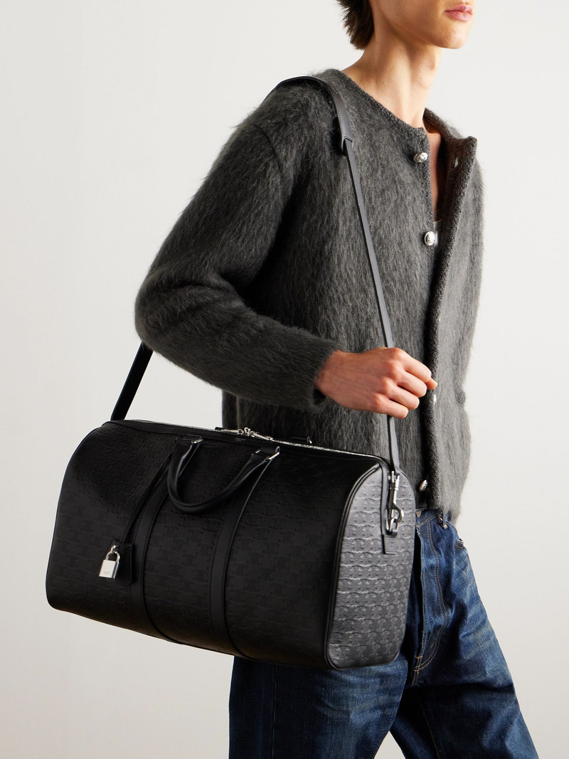CELINE Medium Voyage Logo-Debossed Leather Holdall Black outlook