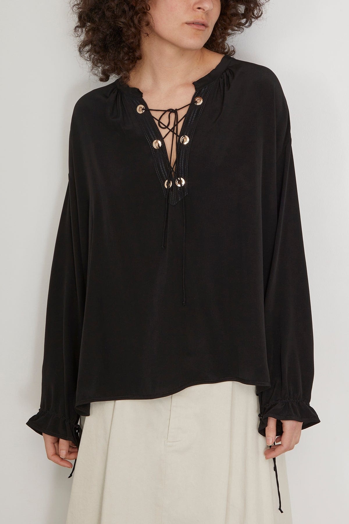 Sophisticated Volumes Blouse in Pure Black - 3