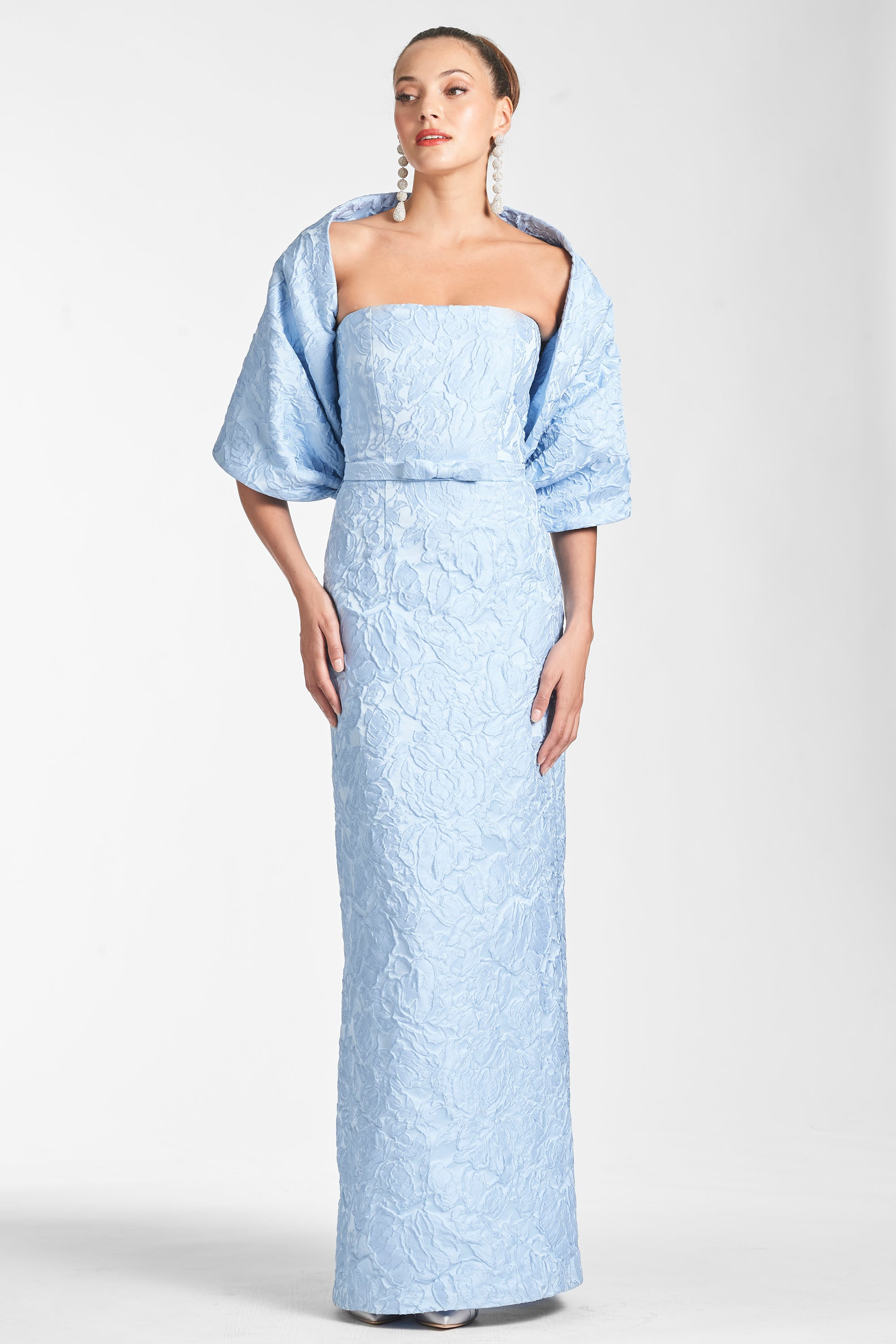 THE HUG SHAWL - ICE BLUE JACQUARD CLOQUE - 1