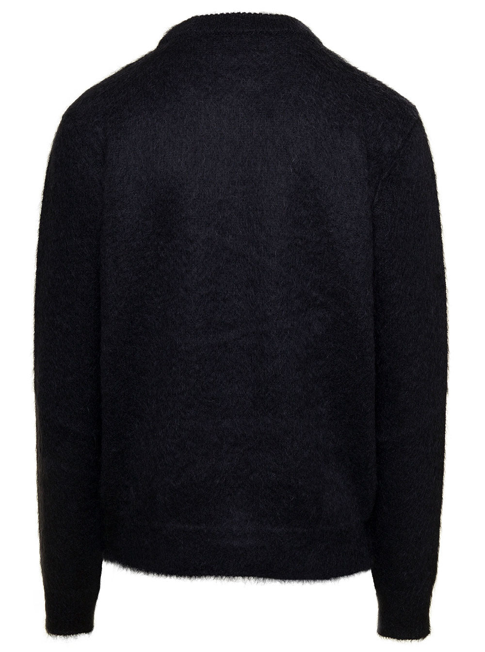 Balmain Men Black Crewneck Sweater With Maxi Logo Lettering On The Front And Brushed Effect In Wool  - 2