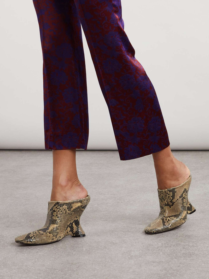 Dries Van Noten Snake-effect leather wedge mules Snake print outlook