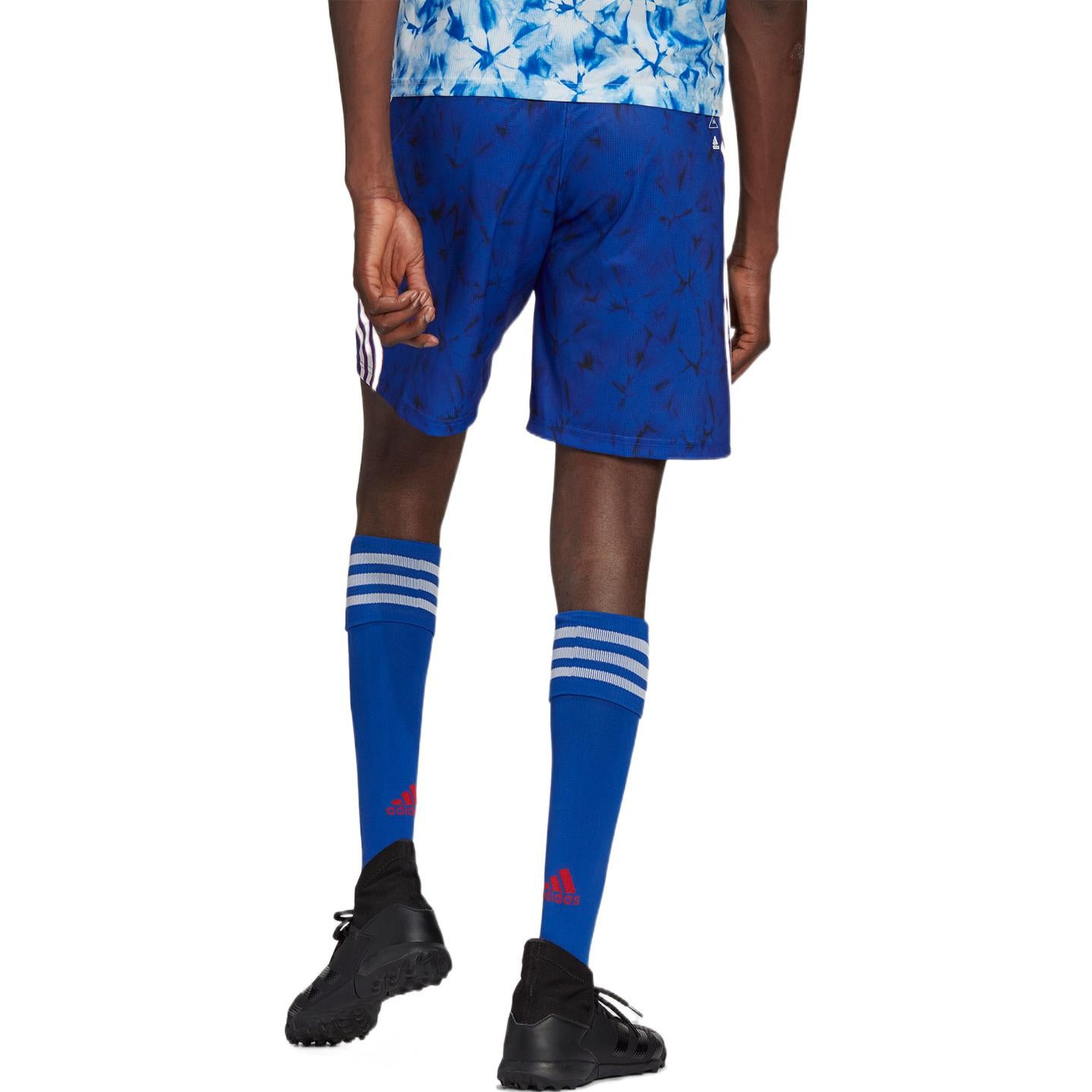 adidas Stripe Full Print Sports Soccer/Football Shorts Blue GJ9085 - 3
