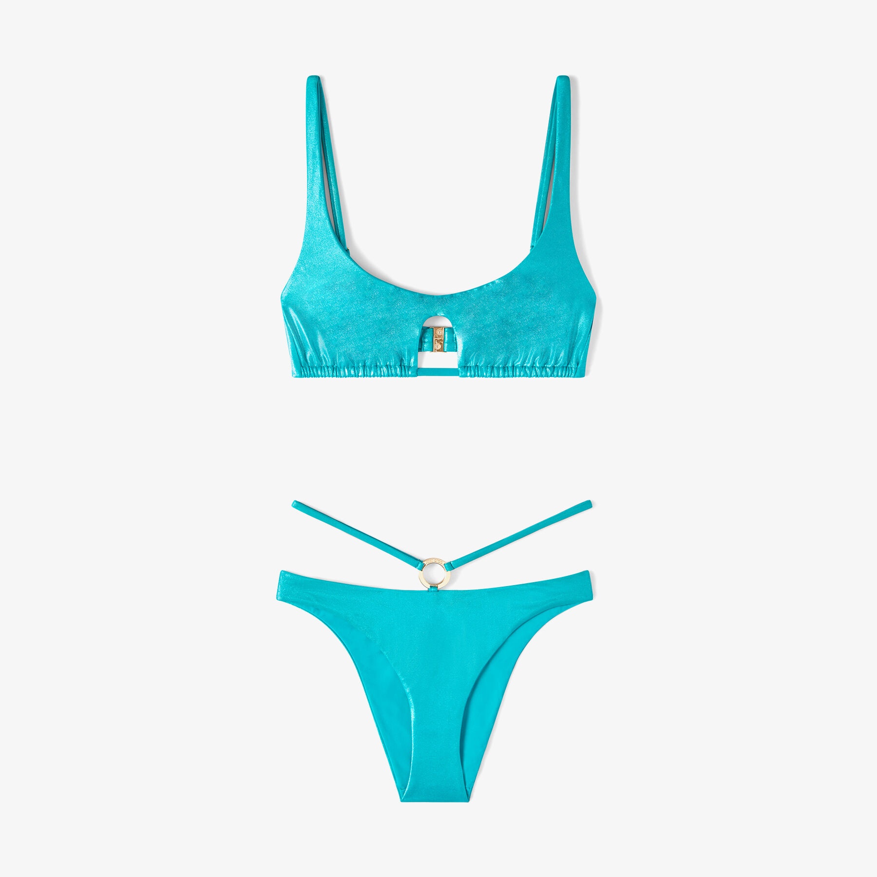 Cassandra
Malibu Metallic Regenerated Nylon and Lyra Cut-Out Bikini Top - 3