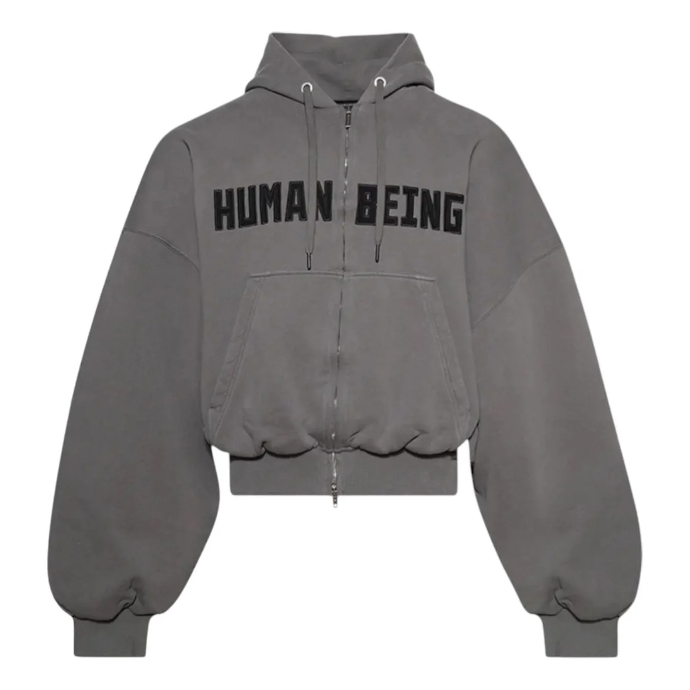 Balenciaga Human Being Round Zip-Up Hoodie 'Dark Grey' 827153TSVB91441 - 1