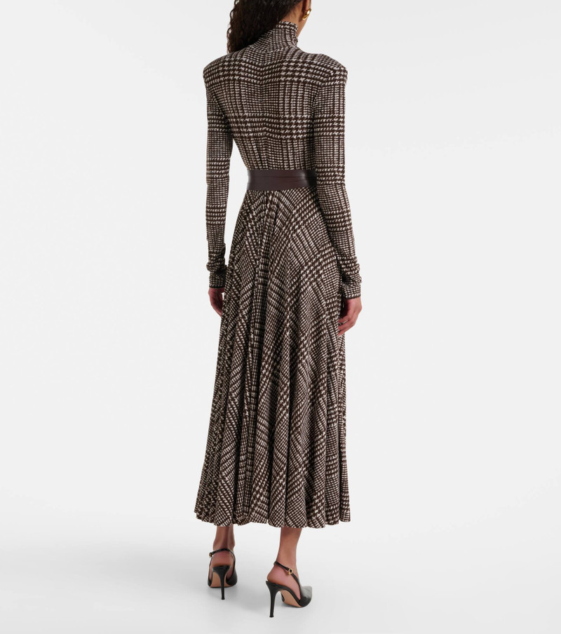 Belted houndstooth turtleneck midi dress 3