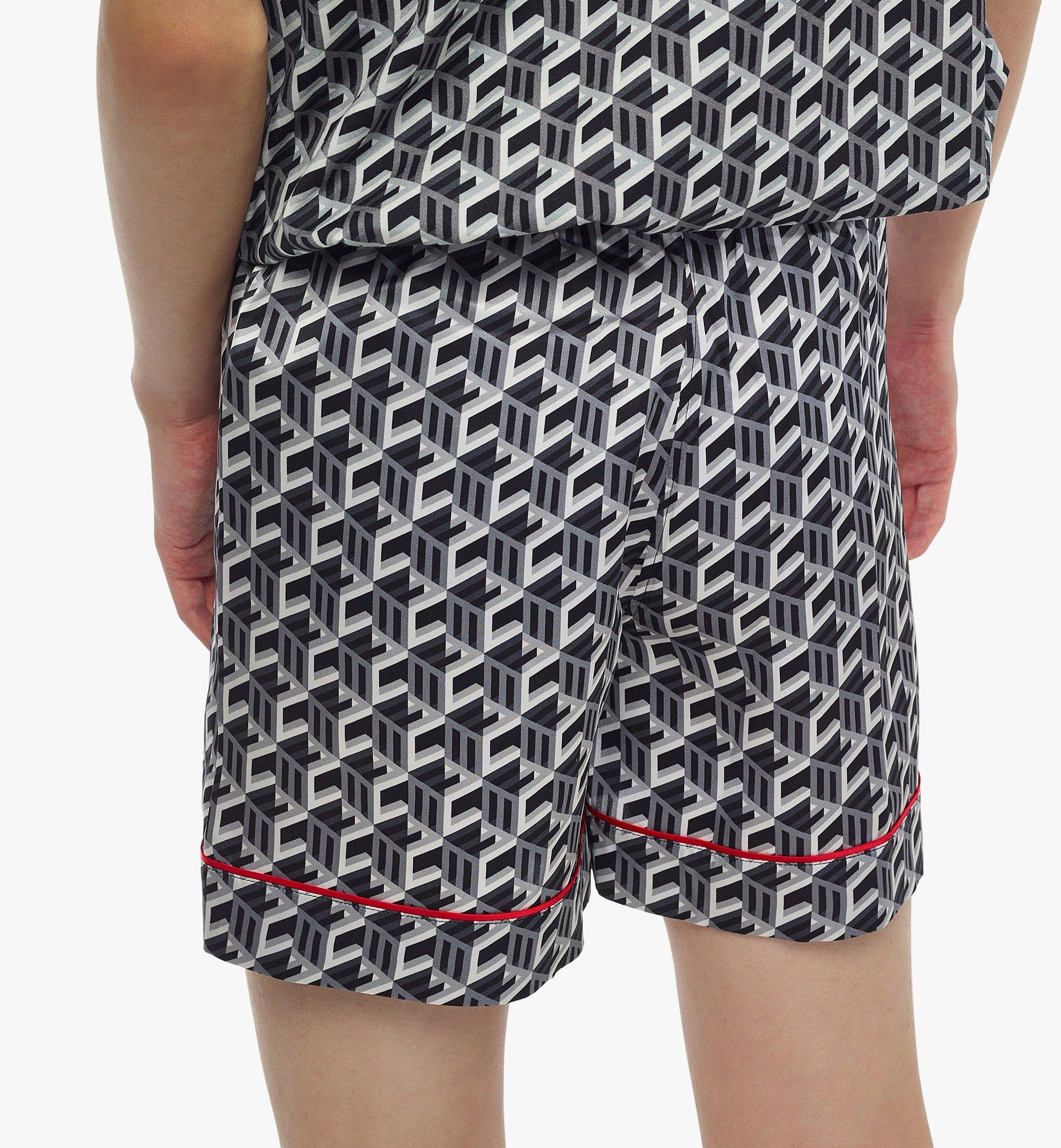 Men’s Cubic Monogram Print Silk Satin Shorts - 5