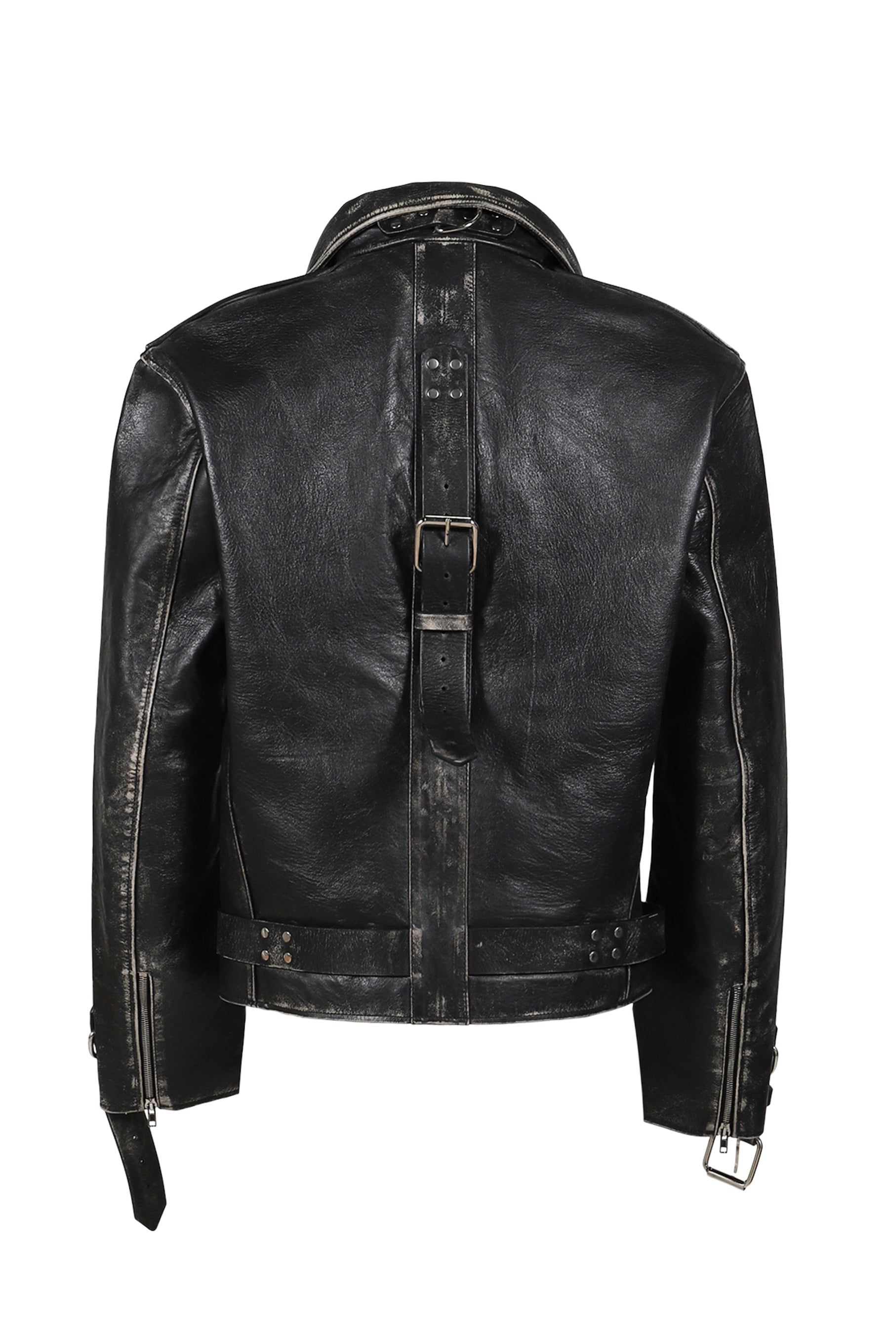 DISTRESSED BONDAGE BIKER JACEKT / BLK - 6