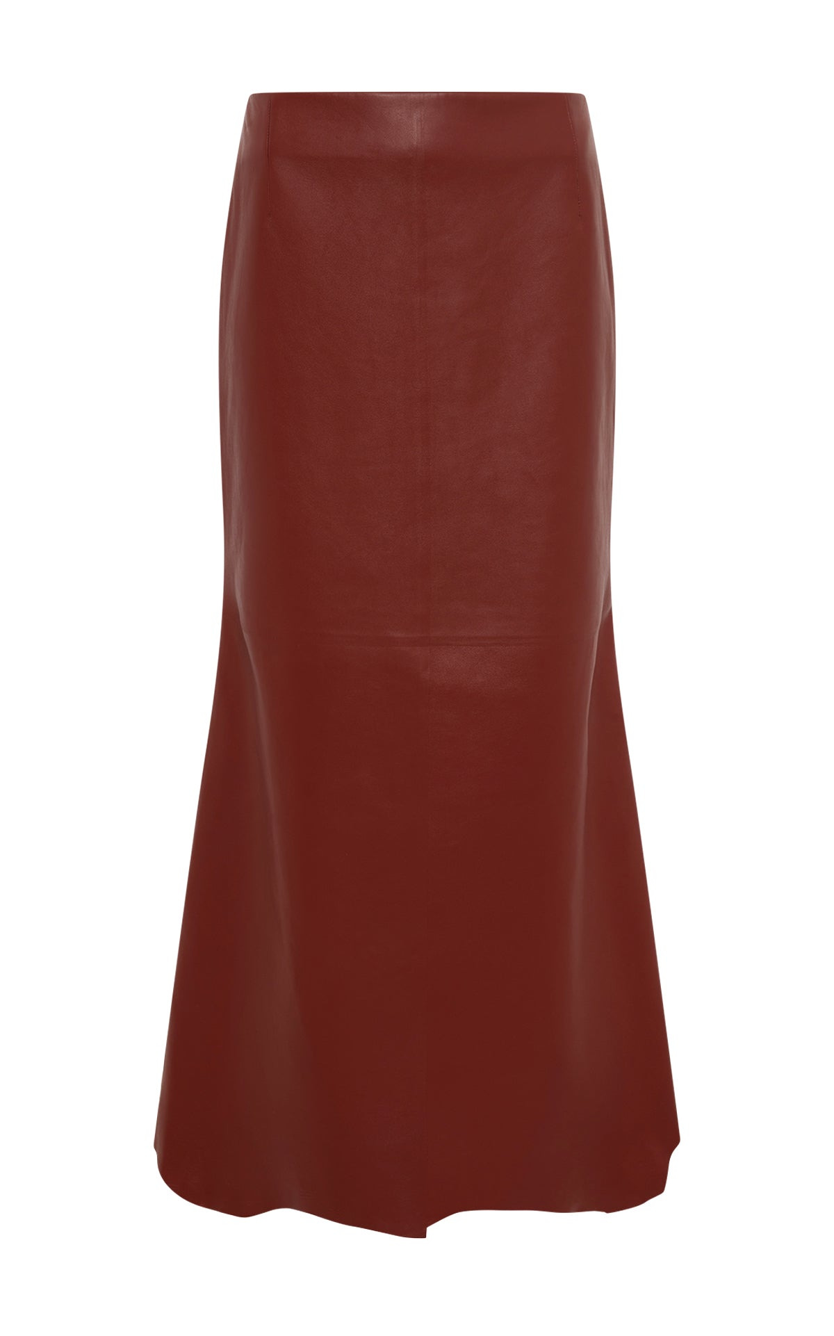 Edwardo Raw Cut Midi Skirt in Burnt Sienna Soft Leather - 1
