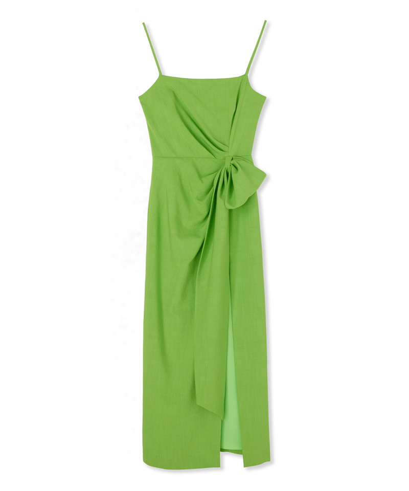 Flamed viscose canvas slip dress with knotted waist 1