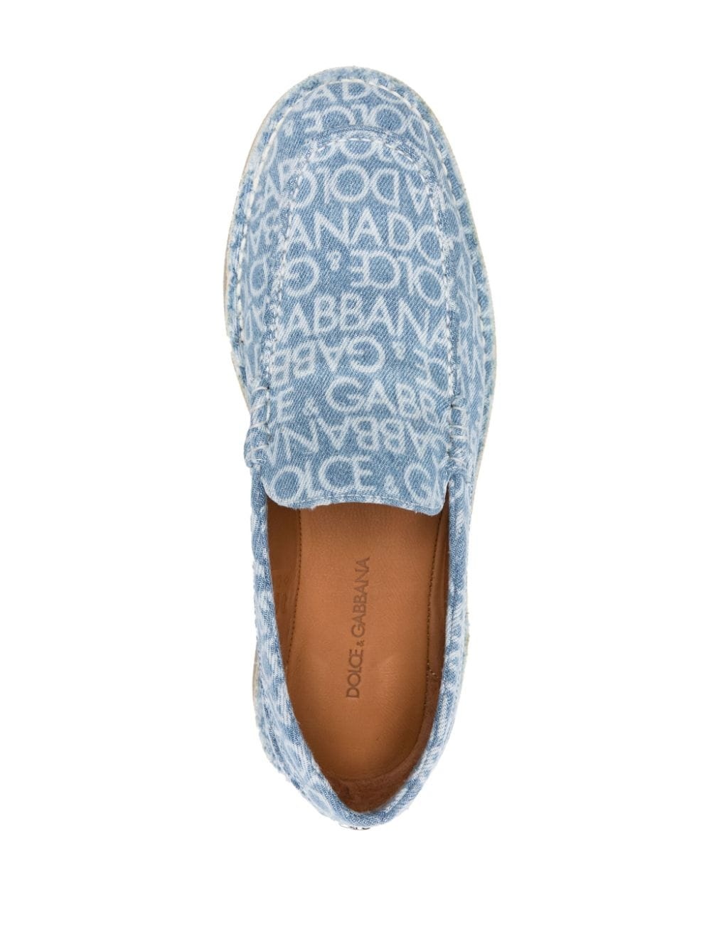 logo-print denim loafers - 4
