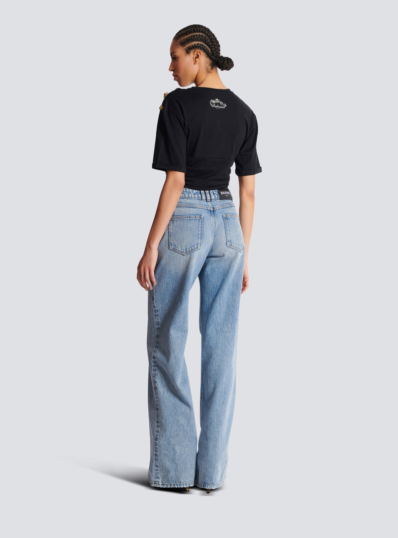 Straight-leg faded denim jeans 4