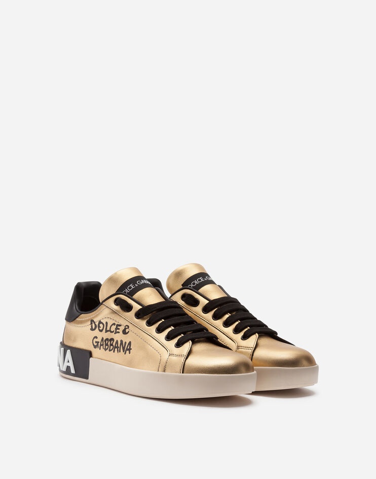 Calfskin nappa Portofino sneakers with lettering print - 2