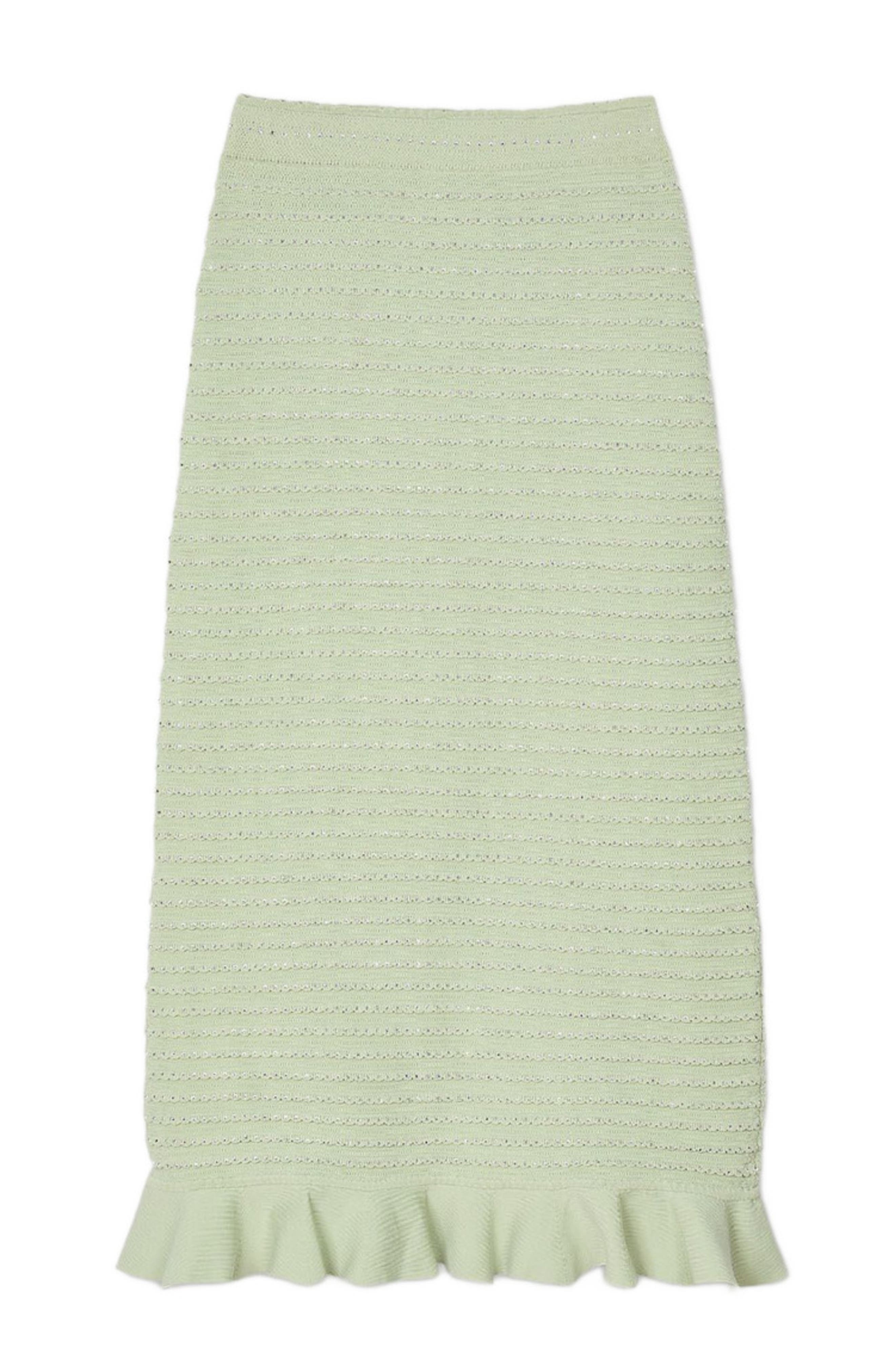 SANDRO Rhinestone knit maxi skirt in Almond Green at Nordstrom - 5