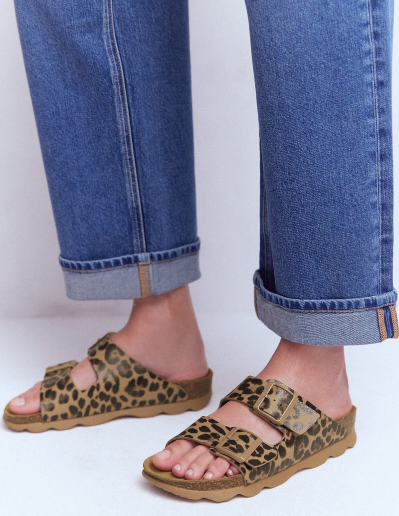 BODEN Lyla Printed Buckle Sliders-Leopard outlook