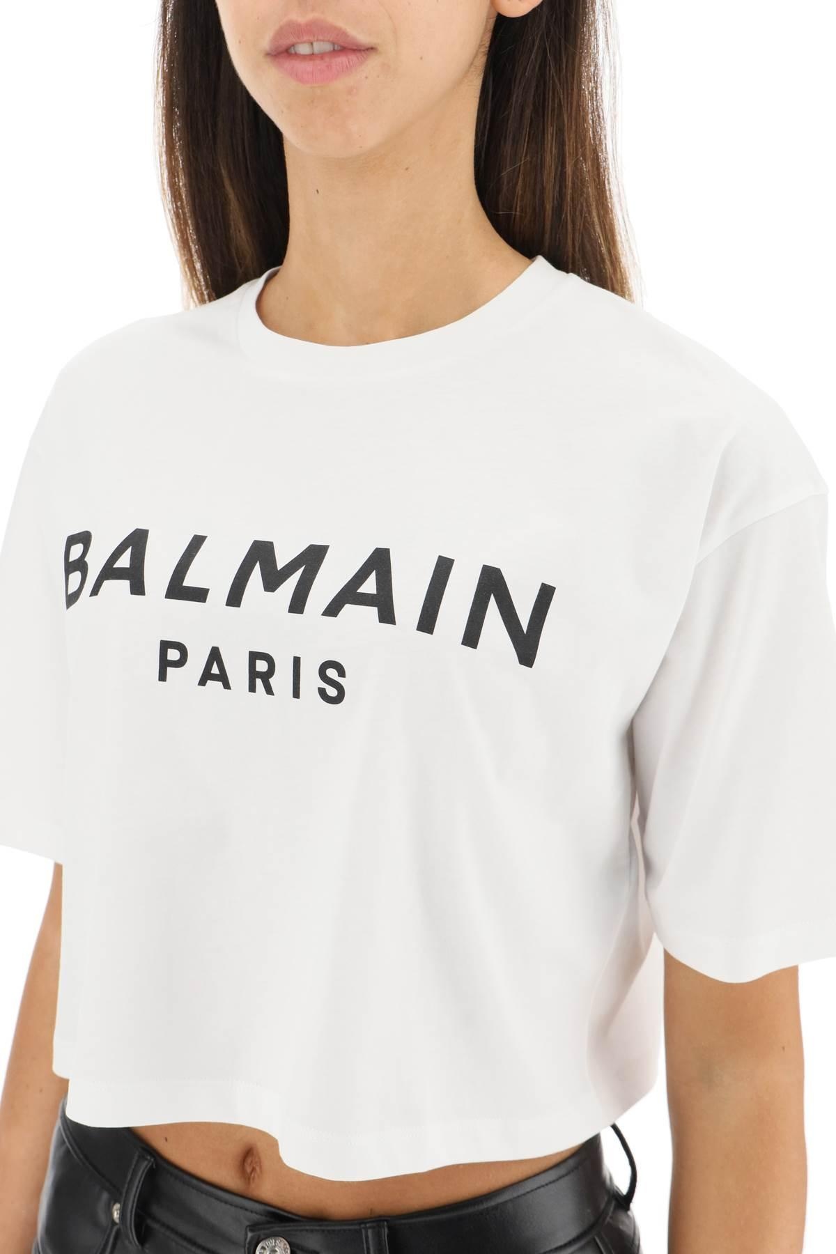 Balmain Logo Print Boxy T Shirt - 5